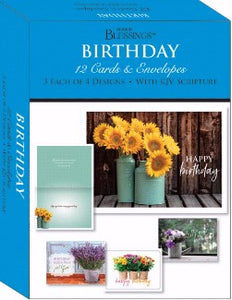 Card-Boxed-Shared Blessings-Birthday Flowers In A Vase (Box Of 12)