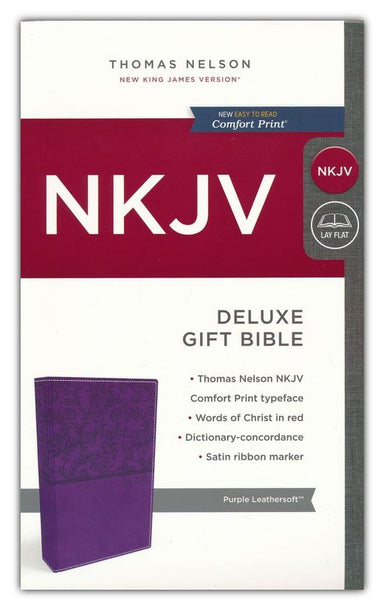 NKJV Deluxe Gift Bible (Comfort Print)-Purple Leathersoft