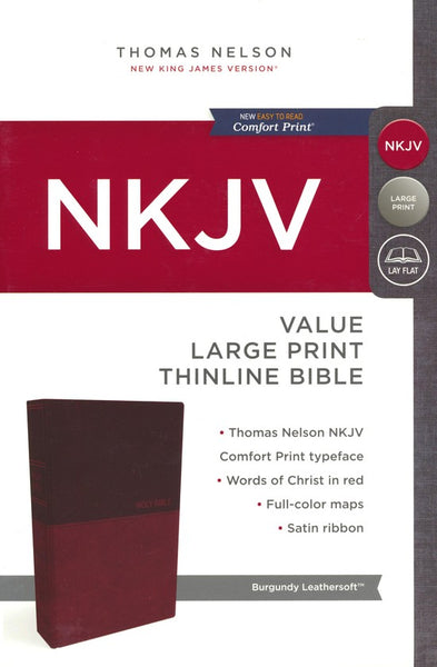 NKJV Value Thinline Bible/Large Print (Comfort Print)-Burgundy Leathersoft