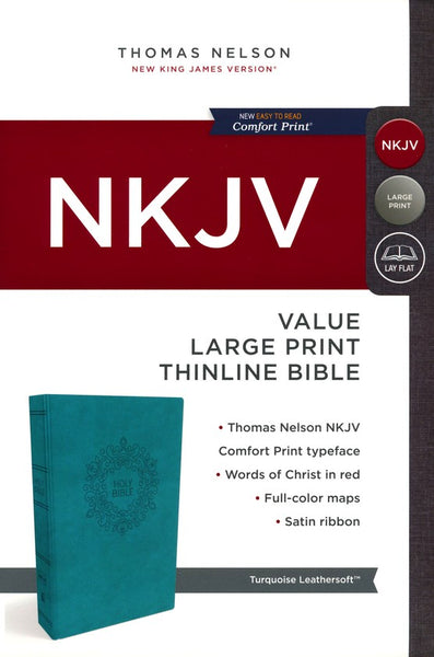 NKJV Thinline Bible/Large Print (Comfort Print)-Turquoise Leathersoft