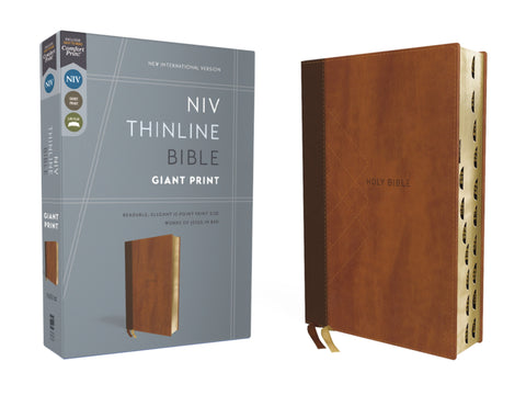 NIV Thinline Bible/Giant Print (Comfort Print)-Brown Leathersoft Indexed