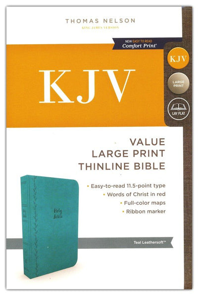 KJV Thinline Bible/Large Print (Comfort Print)-Teal Leathersoft