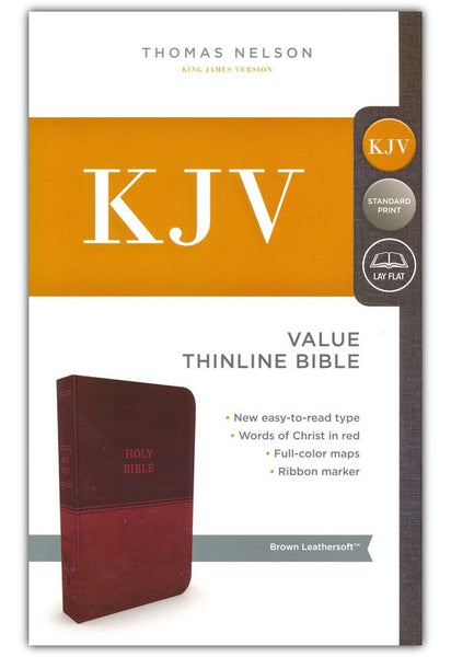 KJV Value Thinline Bible (Comfort Print)-Brown Leathersoft