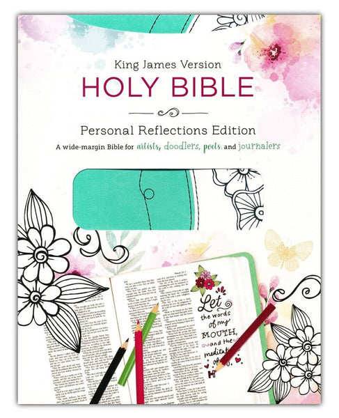 KJV Personal Reflections Bible-Turqouise/White DiCarta