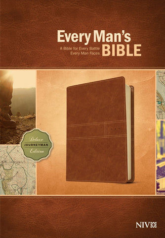 NIV Every Man's Bible-Deluxe Journeyman Edition-Burnt Khaki LeatherLike