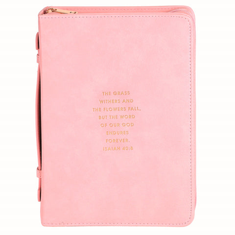 Bible Cover-The Grass Withers/Isaiah 40:8-Pink-XLG