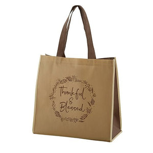 Tote Bag-Nylon-Thankful & Blessed (13"SQ w/6" Gusset)