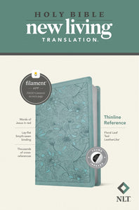 NLT Thinline Reference Bible/Filament Enabled-Teal Floral Leaf LeatherLike Indexed