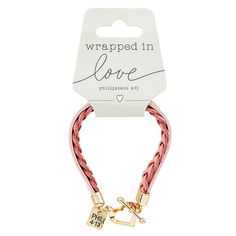 Bracelet-Wrapped In Love w/Heart Clasp-Pink