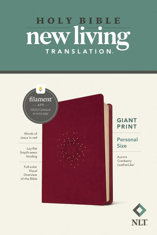 NLT Personal Size Giant Print Bible, Filament Enabled: Aurora Cranberry LeatherLike Edition