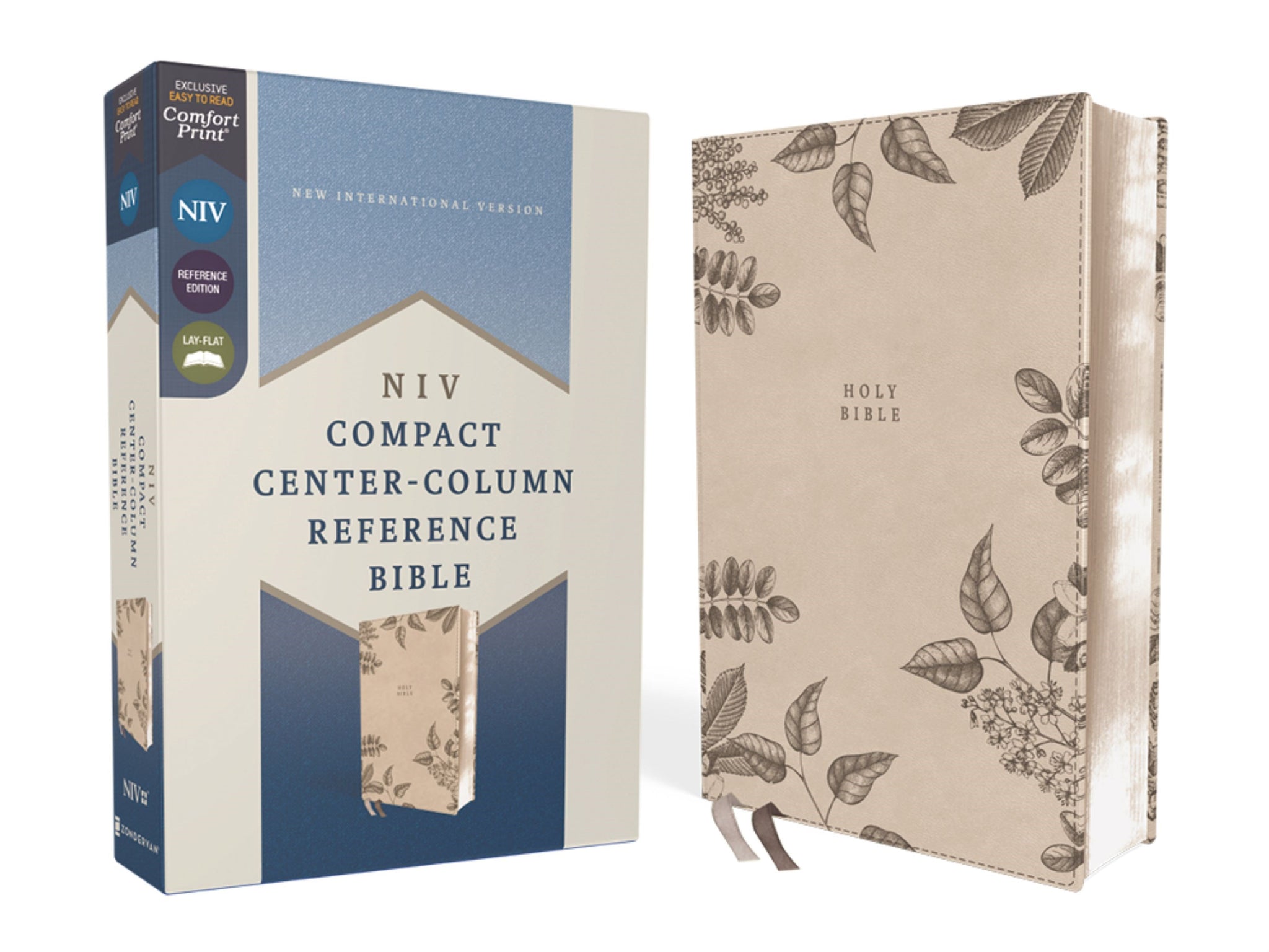 NIV Compact Center-Column Reference Bible (Comfort Print)-Stone Leathersoft