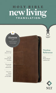 NLT Thinline Reference Zipper Bible Filament Enabled Edition-Atlas Rustic Brown LeatherLike