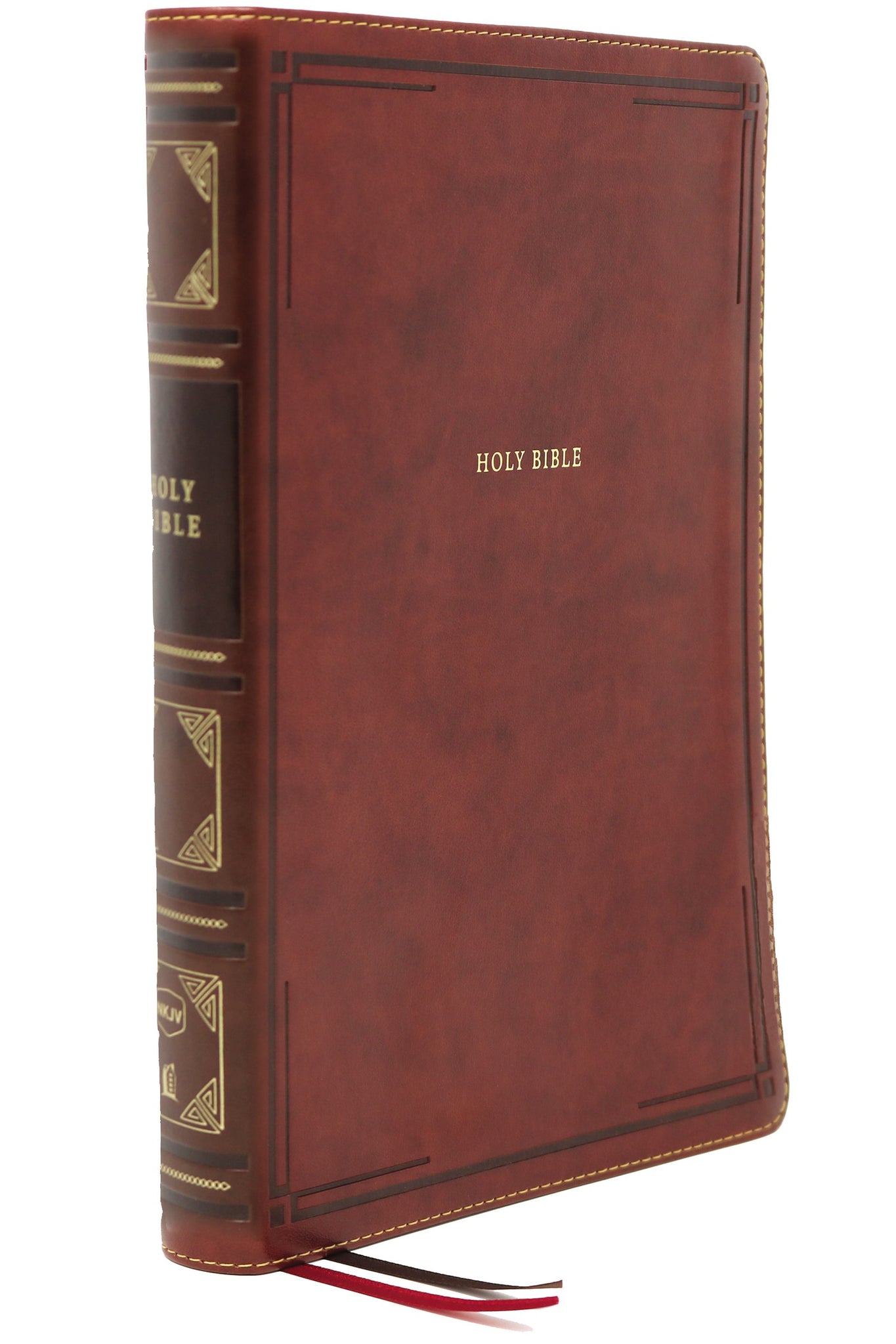 NKJV Large Print Thinline Bible (Comfort Print)-Brown Leathersoft