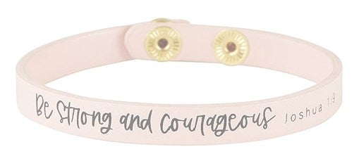 Bracelet-Simply Faith Leather w/Adjustable Snaps-Be Strong & Courageous