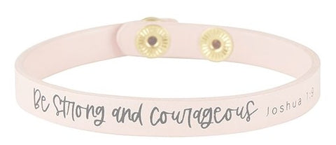 Bracelet-Simply Faith Leather w/Adjustable Snaps-Be Strong & Courageous