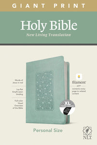 NLT Personal Size Giant Print Bible/Filament Enabled-Teal Floral Frame LeatherLike Indexed