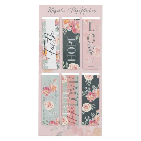 Magnetic Pagemarker Set Faith Hope Love (Set Of 6)