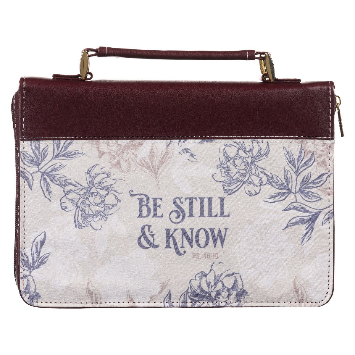 Bible Cover-Fashion/Be Still & Know-MED-Tan/Floral