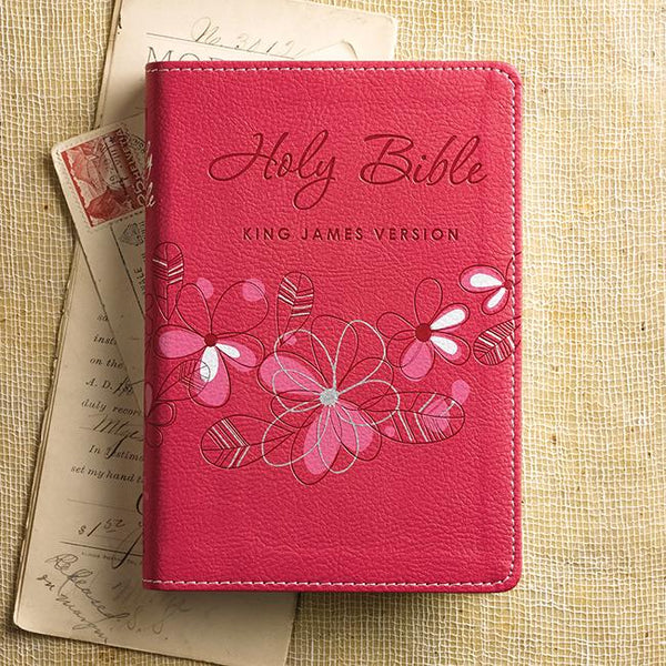 KJV Compact Bible-Pink Faux Leather