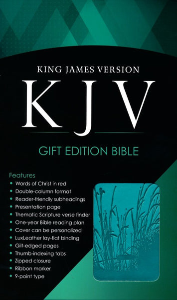 KJV Deluxe Gift Bible-Turquoise Faux Leather Indexed w/Zipper