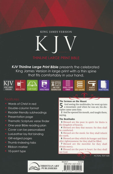 KJV Large Print Thinline Bible-Dark Brown Faux Leather Indexed