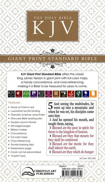 KJV Giant Print Bible: Easy-to-Read with Study Features (Dark Brown Faux Leather Indexed Edition)