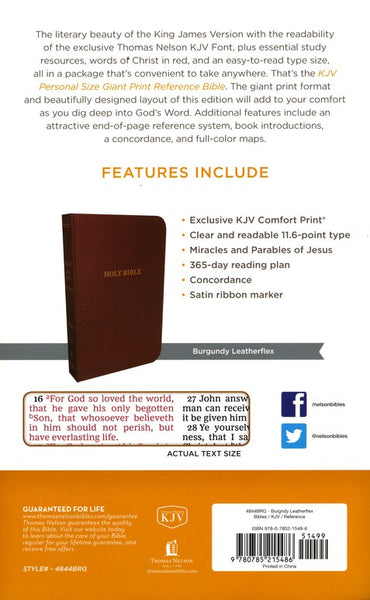 KJV Personal Size Giant Print Reference Bible (Comfort Print)-Burgundy Leatherflex