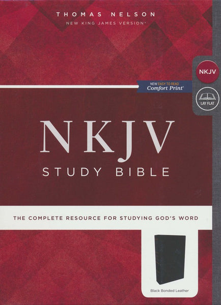 NKJV Study Bible (Comfort Print)-Black Premium Bonded Leather