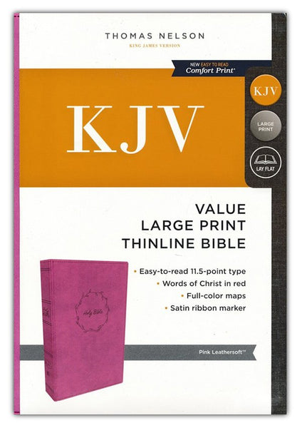 KJV Value Thinline Bible/Large Print (Comfort Print)-Pink Leathersoft