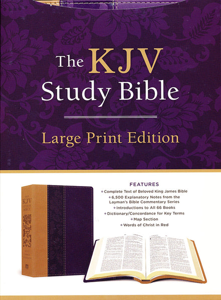 KJV Study Bible, Large Print, Violet Floret DiCarta, Red Letter, Introductions, Maps, Dictionary/Concordance