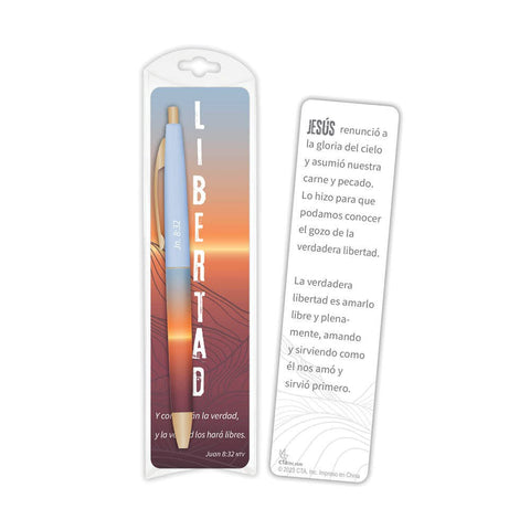 Spanish-Pen & Bookmark Set-Set Free (Pack Of 6)