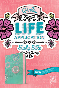 NLT Girls Life Application Study Bible, LeatherLike Teal/Pink Flowers | Life Application Notes, Full-Color Sections, Foundations for Faith, ECPA Award Finalist