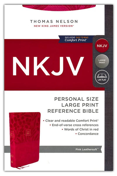 NKJV Personal Size Large Print Reference Bible (Comfort Print)-Pink Leathersoft