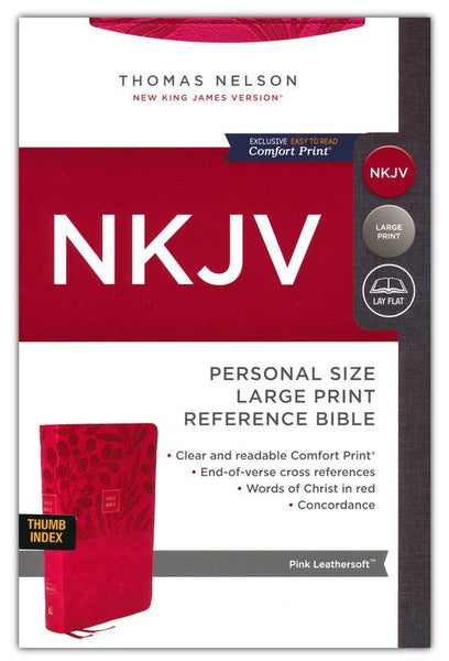 NKJV Personal Size Large Print Reference Bible (Comfort Print)-Pink Leathersoft Indexed