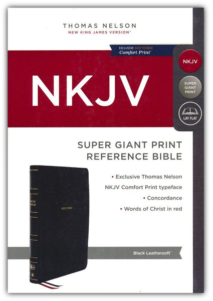 NKJV Super Giant Print Reference Bible: Holy Bible, New King James Version with Comfort Print, Cross-References, and Study Features (Black Leathersoft)