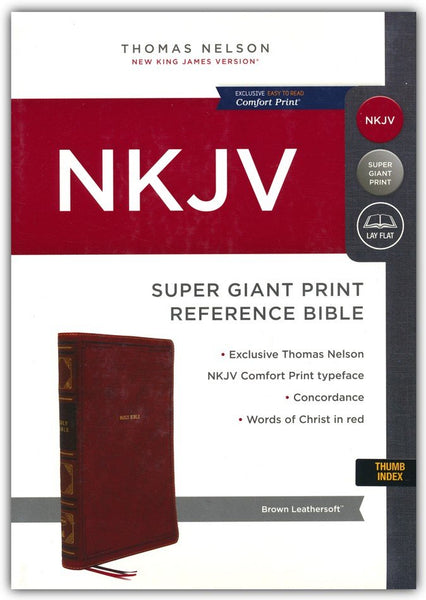 NKJV Super Giant Print Reference Bible (Comfort Print) - Brown Leathersoft Indexed | Holy Bible, New King James Version