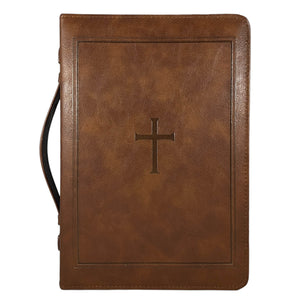 Bible Cover-Classic Cross-Brown-XLG