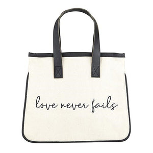 Mini Tote Bag-Love Never Fails (12"" X 9.5"" W/6"" Gusset)-Canvas