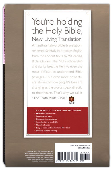 NLT Premium Gift Bible - Pink/Dark Brown TuTone | Book Introductions, Dictionary/Concordance, Durable Binding