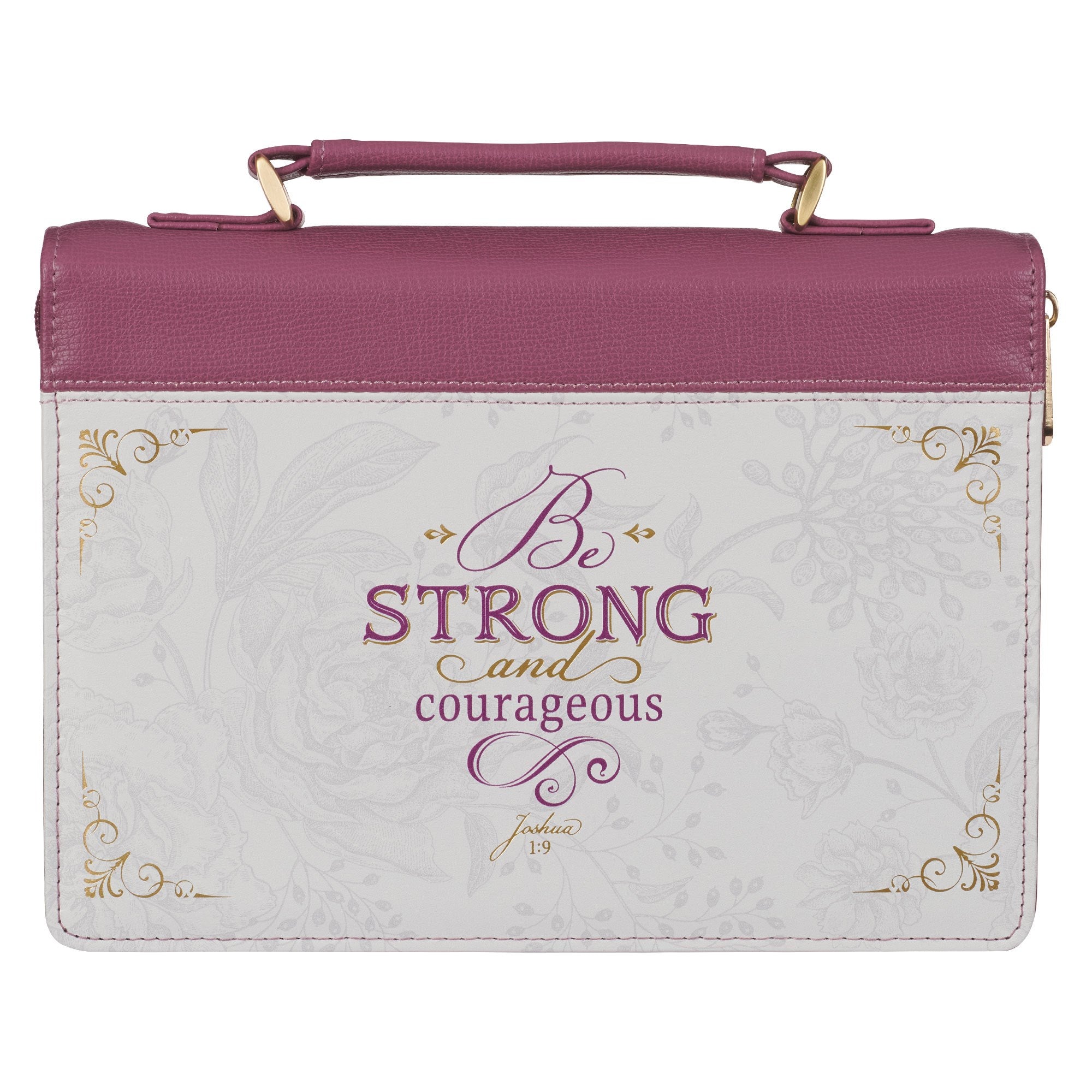 Bible Cover-Fashion-Be Strong and Courageous-Plum-MED