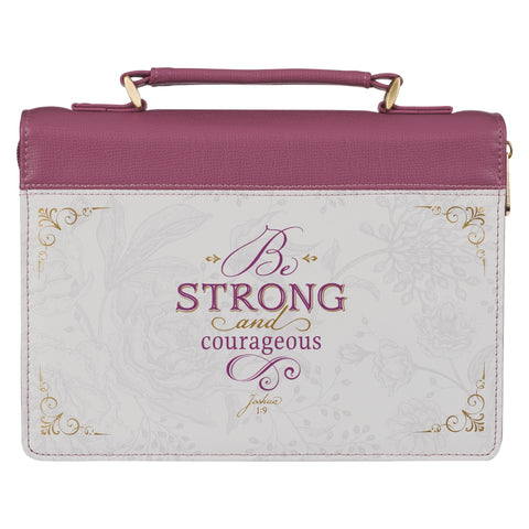 Bible Cover-Fashion-Be Strong and Courageous-Plum-MED