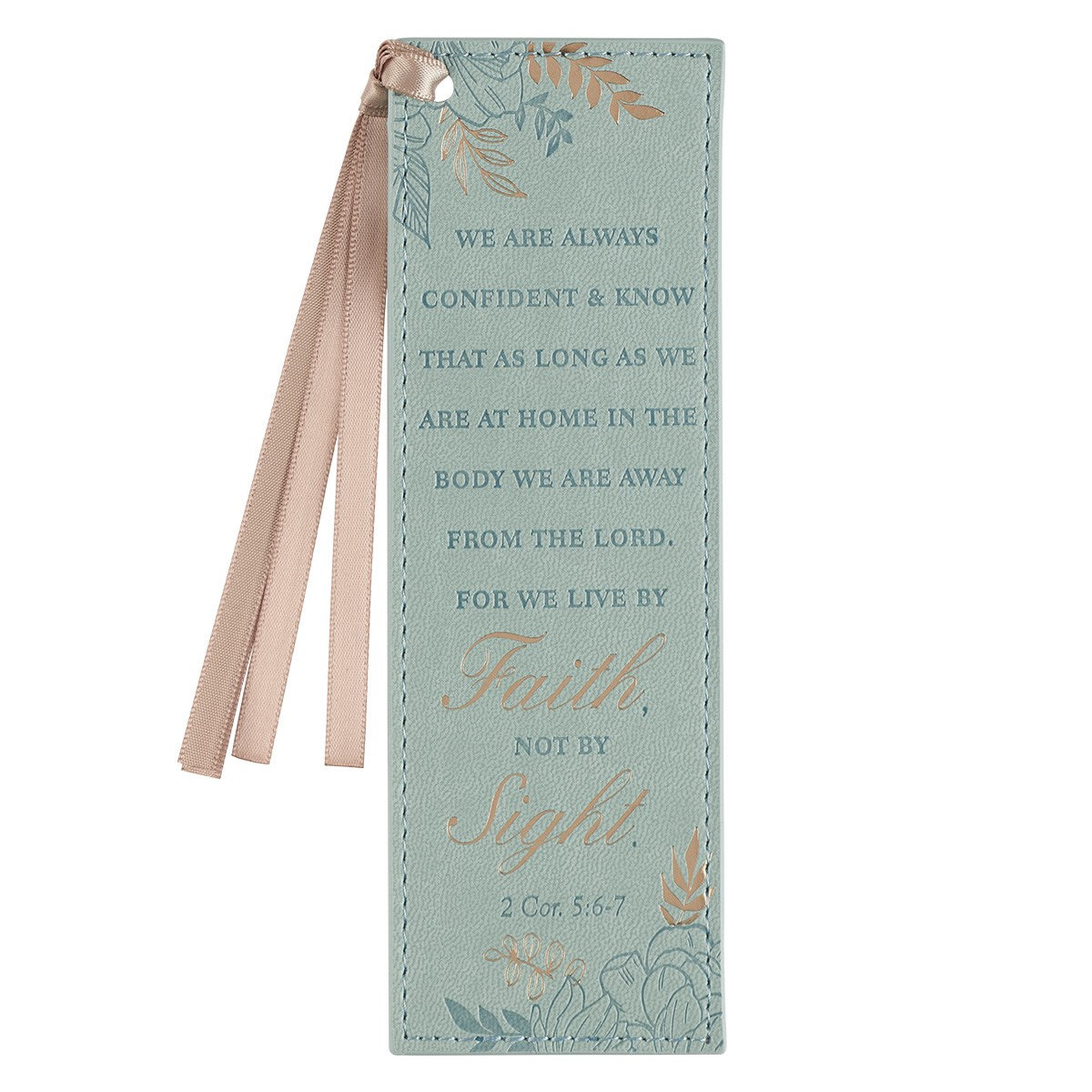 Bookmark-Faux Leather-Walk By Faith 2 Corinthians 5:7