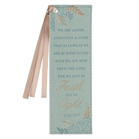 Bookmark-Faux Leather-Walk By Faith 2 Corinthians 5:7