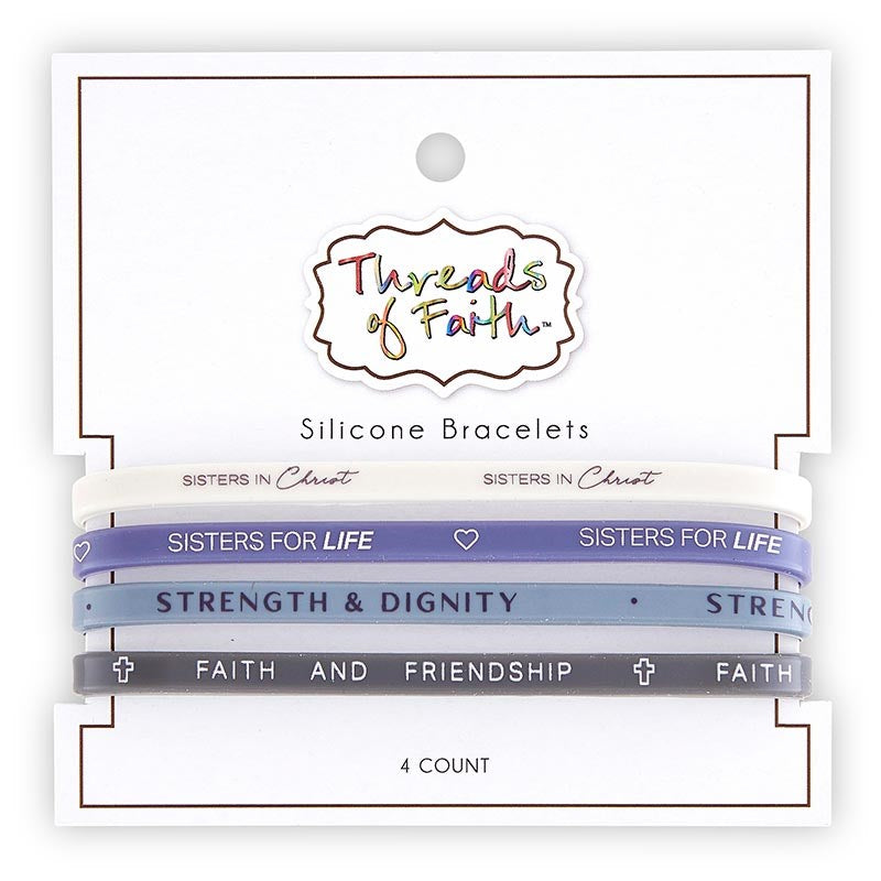 Bracelet Set-Threads Of Faith-Silicone-Sisters In Christ (Set Of 4)