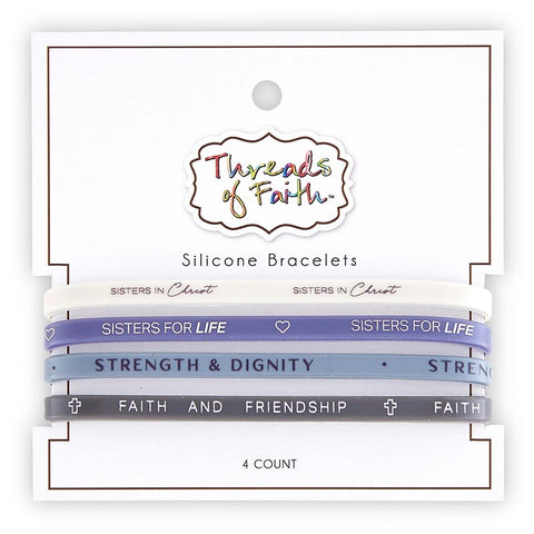 Bracelet Set-Threads Of Faith-Silicone-Sisters In Christ (Set Of 4)