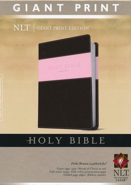 NLT Giant Print Bible-Pink/Brown TuTone