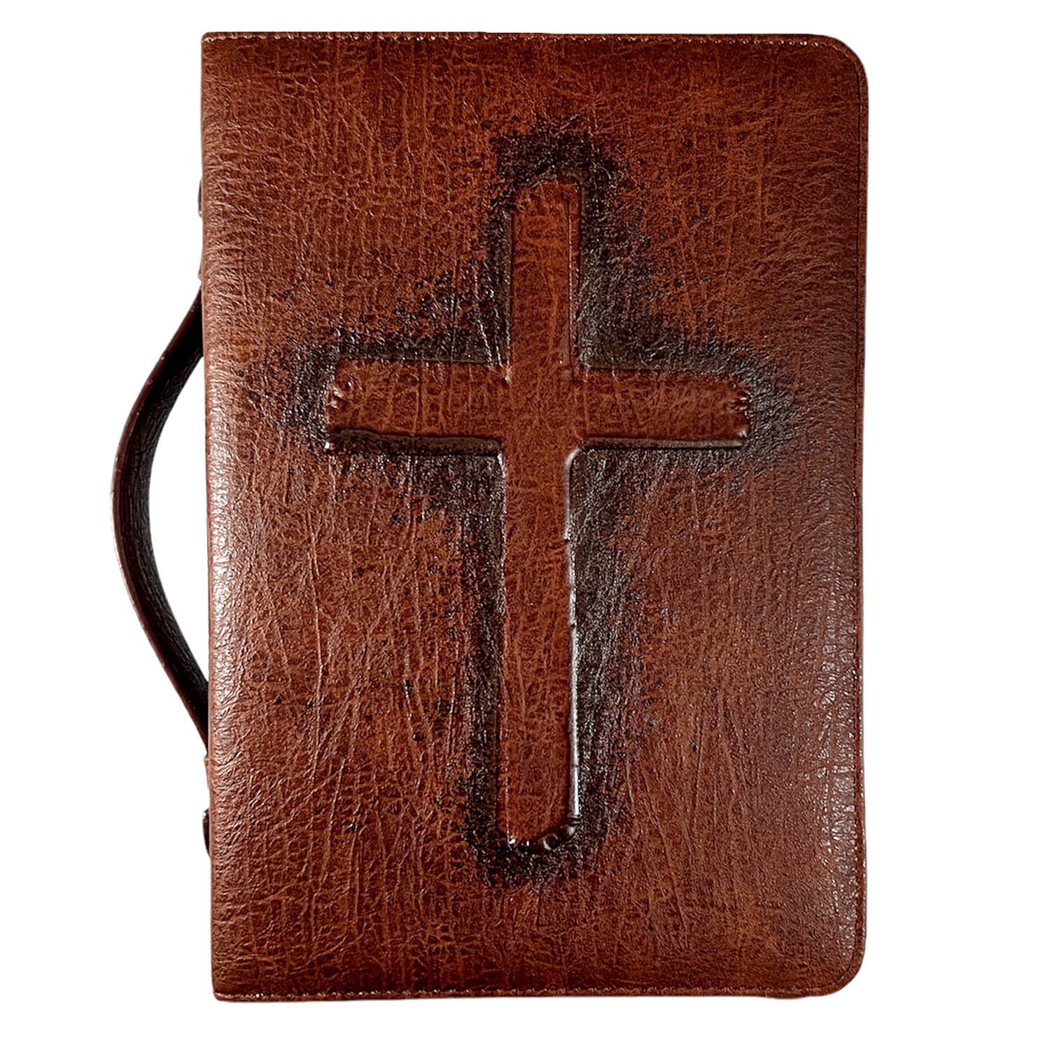 Bible Cover-Vintage Cross-Brown-LRG