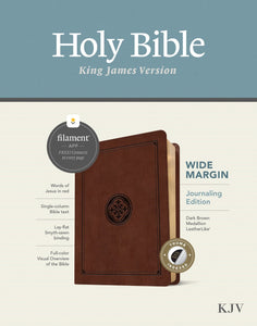 KJV Wide Margin Bible Filament Enabled-Dark Brown Medallion LeatherLike Indexed