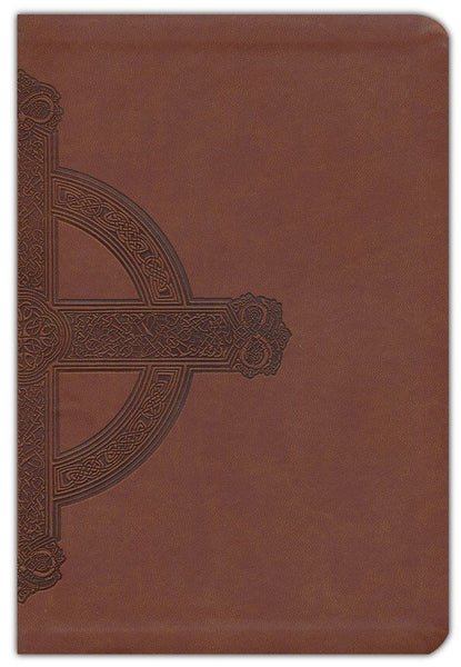 NLT Large Print Premium Value Thinline Bible/Filament Enabled-Brown Celtic Cross LeatherLike