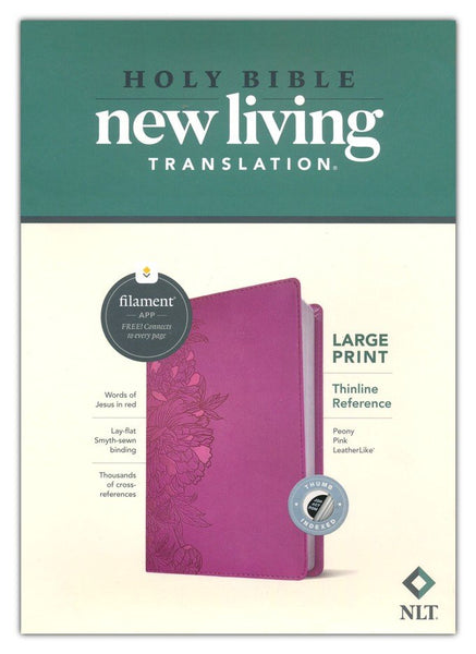 NLT Large Print Thinline Reference Bible/Filament Enabled-Peony Pink LeatherLike Indexed